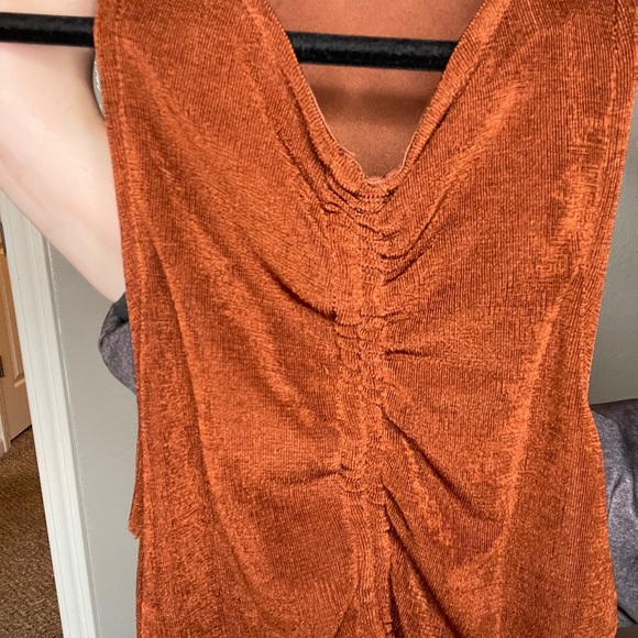 Orange Rust Ruched Dress - Picture 5 of 8